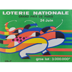 Affiche ancienne originale Loterie Nationale Grand Prix de PARIS VILLEMOT