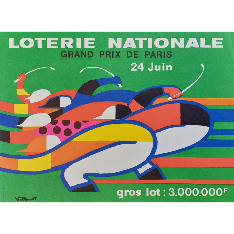 Original vintage poster Loterie Nationale Grand Prix de PARIS VILLEMOT