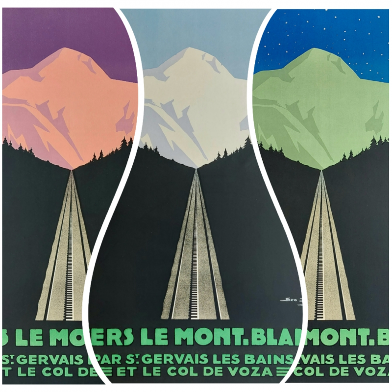 Lot de 3 affiches anciennes originales Vers le Mont Blanc DORIVAL