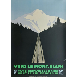 Affiche ancienne originale Vue jour Vers le Mont Blanc DORIVAL