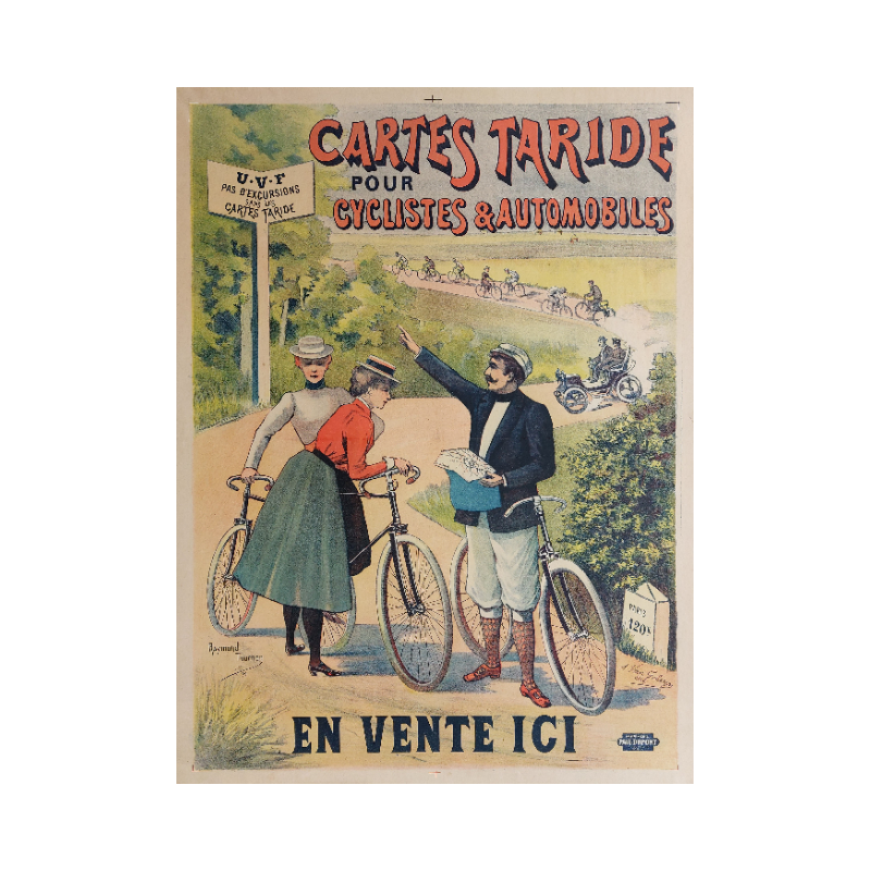 Affiche ancienne originale Carte Taride Raymon TOURNON