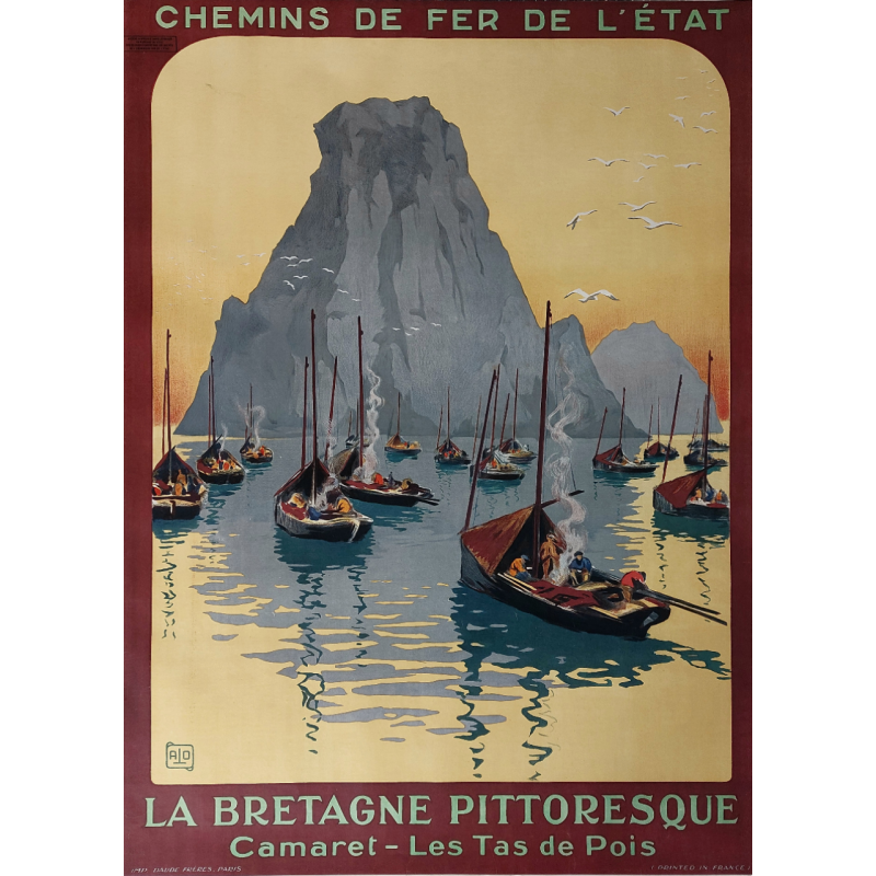 Original vintage poster Bretagne Camaret Tas de Pois ALO Charles HALLO