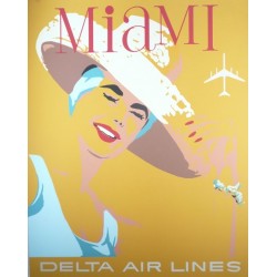 Affiche originale Delta Air Lines Miami USA
