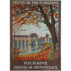 Affiche ancienne originale Château de CHENONCEAU Touraine CONSTANT DUVAL