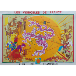 Affiche ancienne originale Vignobles de France Vins de Champagne