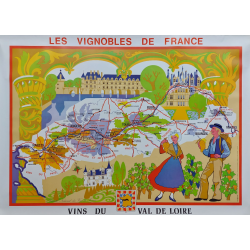 Affiche ancienne originale Vignobles de France Val de Loire