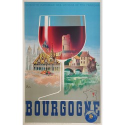 Affiche ancienne originale SNCF Bourgogne 1939 GERALE