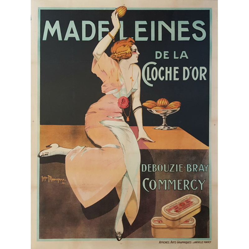 Affiche ancienne originale Madeleines Cloche d'Or Commercy MARÉCHAUX