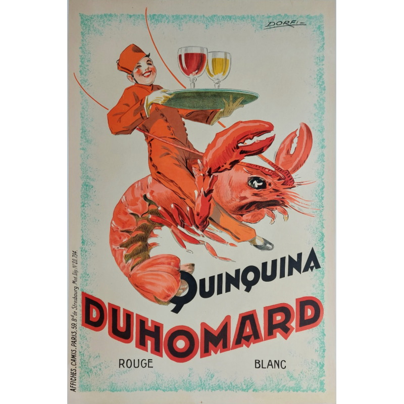 Affiche ancienne originale Quinquina DUHOMARD 1928 DORFI