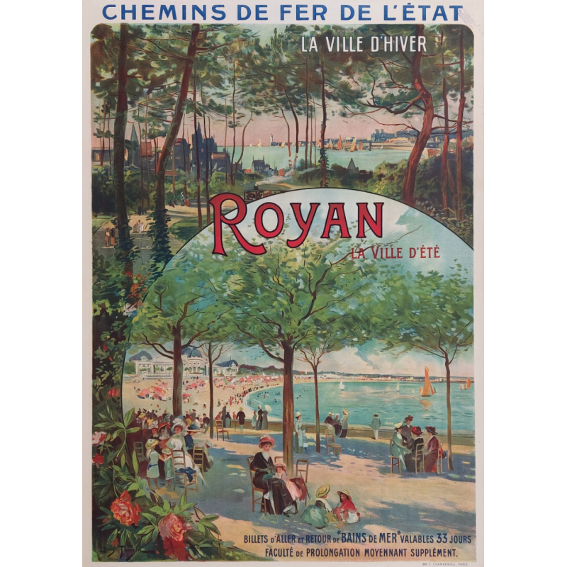 Affiche ancienne originale Royan Ville d'été ville d'hiver Louis TAUZIN