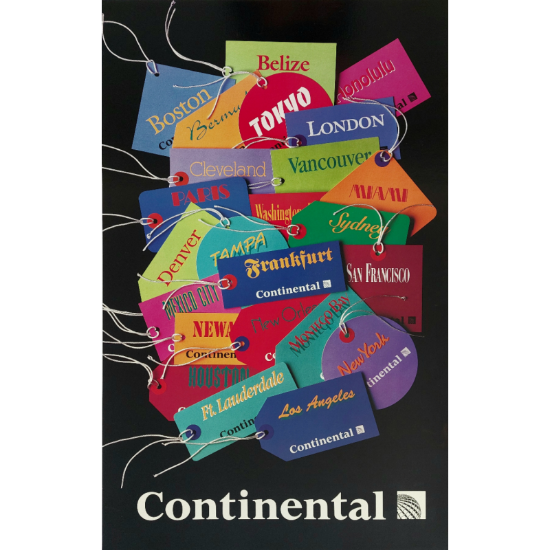 Original vintage poster Continental Towns luggage labels