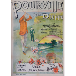 Original vintage poster golf casino POURVILLE DIEPPE Charles LUCAS