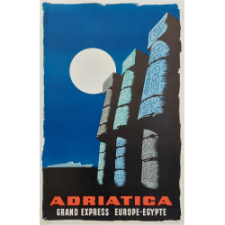 Affiche ancienne originale Adriatica Europe Egypte Angelo BATTISTELLA