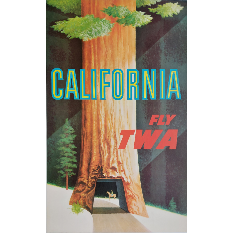 Affiche ancienne originale California Sequoia TWA David Klein