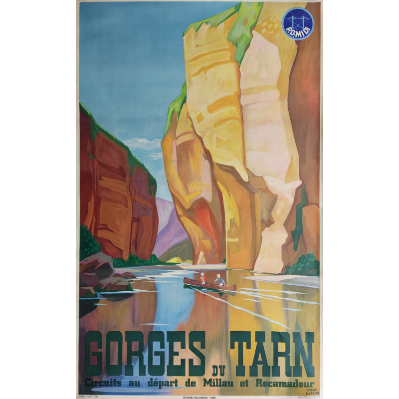 Affiche ancienne originale Gorges du Tarn Millau Rocamadour André GIROUX