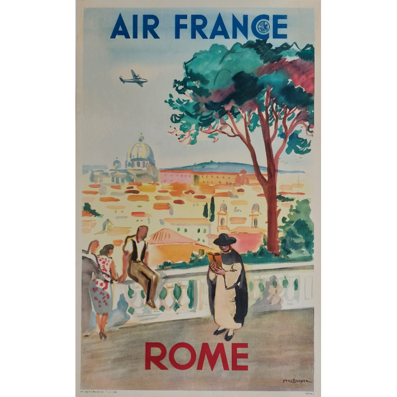 Original vintage poster Air France Rome Yves BRAYER