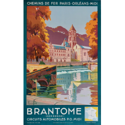 Affiche ancienne originale Brantome Dordogne Pierre COMMARMOND