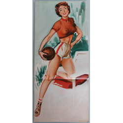 Original vintage poster volleyball player and Magazine Pierre Laurent BRENOT