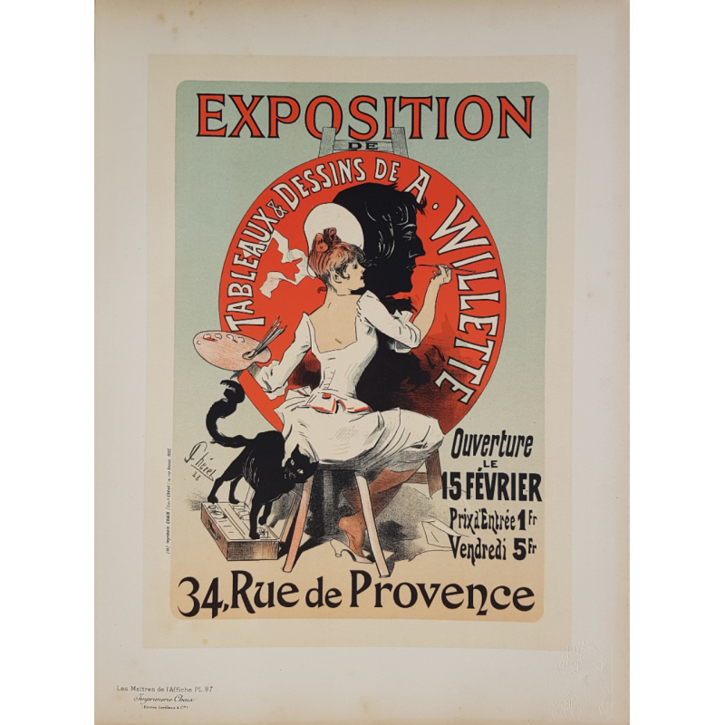 Maîtres de l'Affiche Planche originale 97 Exposition tableaux dessins WILLETTE Jules CHERET