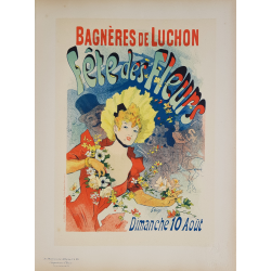 Maîtres de l'Affiche Planche originale 101 Bagnères de Luchon Fêtes des Fleurs Jules CHERET