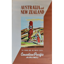 Original vintage poster Maori Canadian Pacific Airlines Australia New Zealand