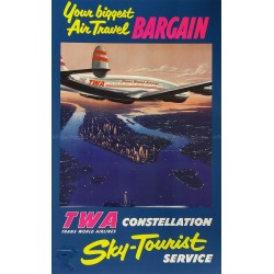 Original vintage poster TWA Constellation Sky-Tourist Frank SOLTESZ