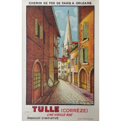 Affiche ancienne originale Tulle Corrèze Une Vieille Rue Thomas CARTIER
