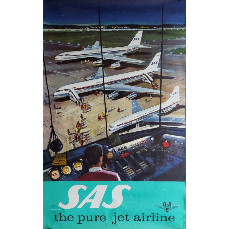 Affiche ancienne originale SAS The Pure Jet Airline