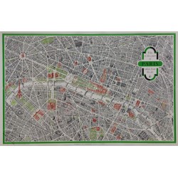 Original vintage poster View of the center of PARIS BLONDEL LA ROUGERY