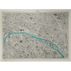 Original vintage poster UTA Plan du centre de PARIS BLONDEL LA ROUGERY
