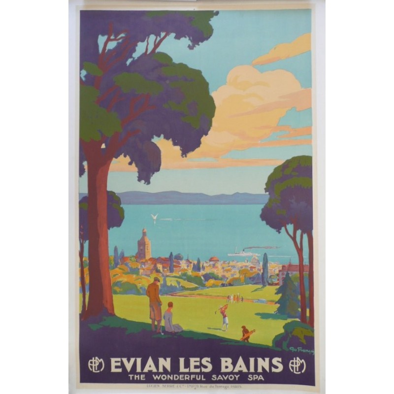 Original vintage poster PLM golf Evian les bains - François GEO