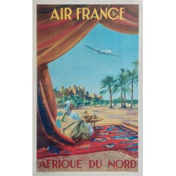 Original vintage poster Air France Afrique du Nord Vincent GUERRA