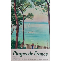 Affiche ancienne originale Plages de France Côte d'Argent Bassin d'Arcachon Marquet