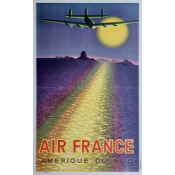 Affiche ancienne originale Air France Amérique du Sud VASARELY