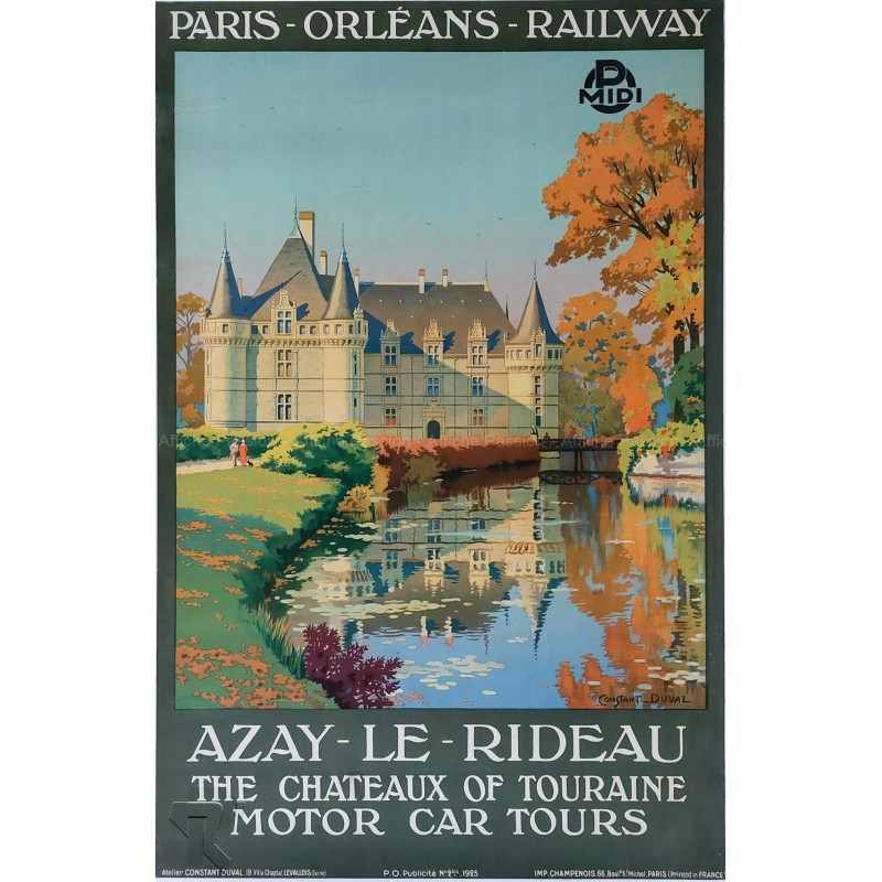 Original vintage poster AZAY LE RIDEAU Castle Touraine CONSTANT DUVAL