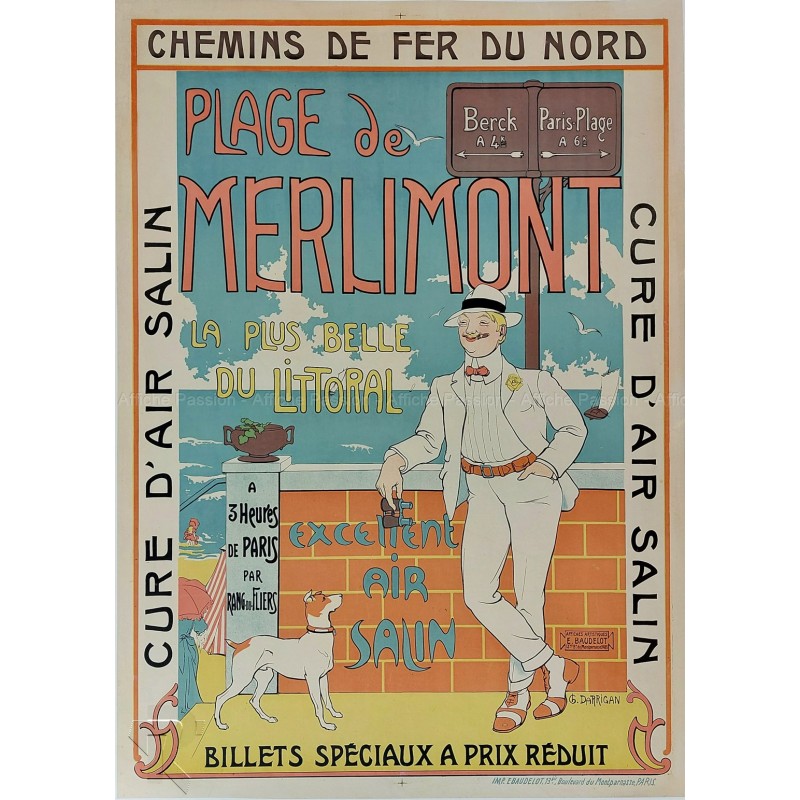 Original vintage poster Plage de MERLIMONT DARRIGAN