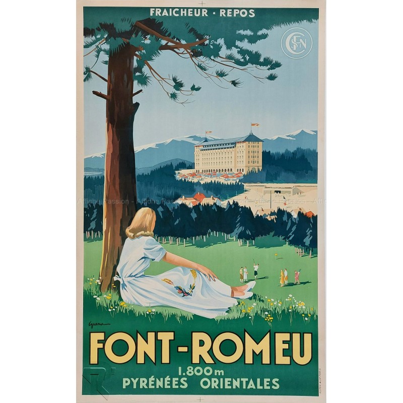 Affiche ancienne originale Golf Font-Romeu Pyrénées Vincent GUERRA