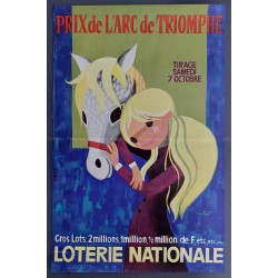 Affiche ancienne originale Loterie Nationale 7 octobre Arc de Triomphe
