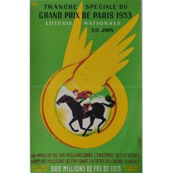 Original vintage poster Loterie Nationale 28 juin Prix de Paris 1953