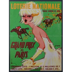 Affiche ancienne originale Loterie Nationale 24 juin Grand Prix de Paris - SAINT GENIES