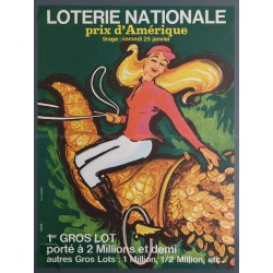 Affiche ancienne originale Loterie Nationale 25 Janvier Prix d'Amérique