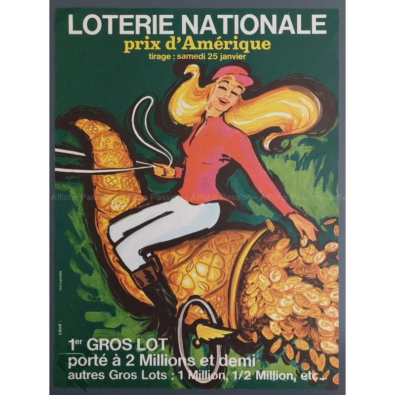 Original vintage poster Loterie Nationale 25 Janvier Prix d'Amérique