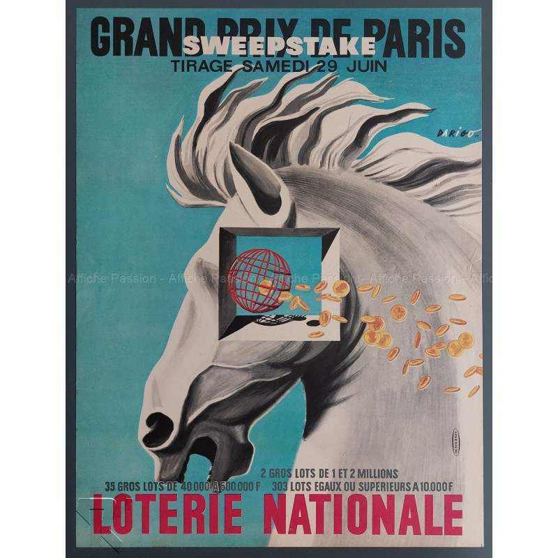 Original vintage poster Loterie Nationale Sweepstake Grand Prix Paris