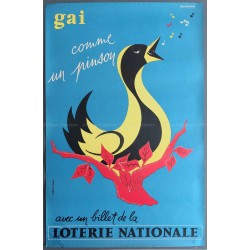 Original vintage poster Loterie Nationale Gai comme un Pinson