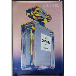 Affiche originale Chanel n° 5 rose et bleu 170 cms x 120 cms