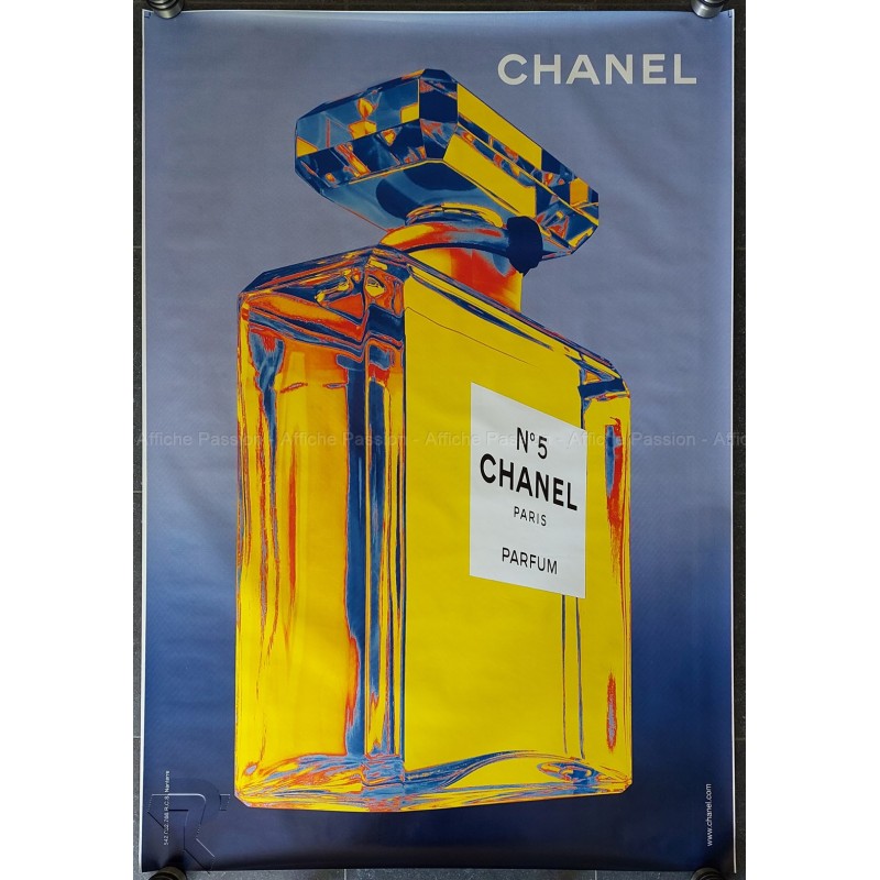 Original poster Chanel n°5 yellow and blue 67 x 47 inches