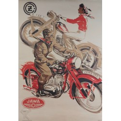 Affiche ancienne originale Motocyclisme Jawa 150 250