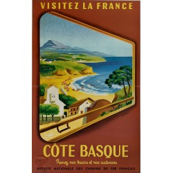 Affiche ancienne originale Côte Basque Jean GARCIA 1952