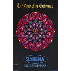 Affiche ancienne originale Sabena The Route of the Cathedrals