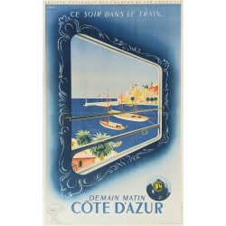 Original vintage poster Côte d'Azur Saint-Tropez SNCF Roland HUGON